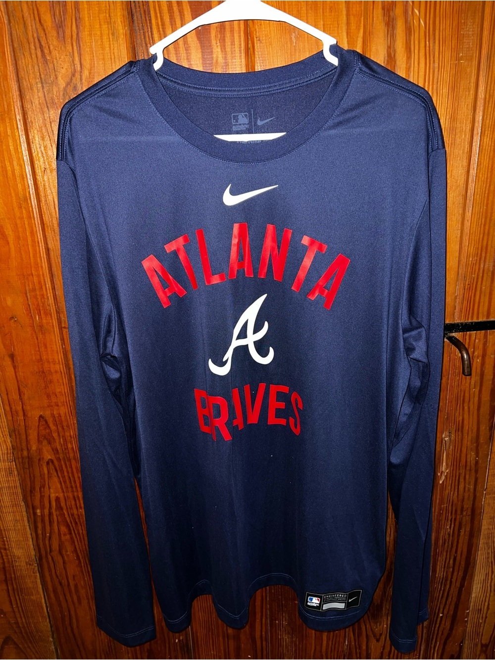 Nike Navy Atlanta Braves Long Sleeve Performance Shirt